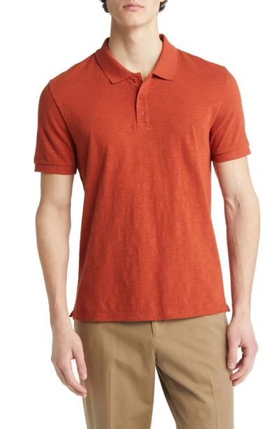 Vince Cotton Slub Jersey Polo In Campfire