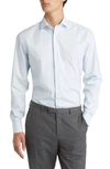 Nordstrom Trim Fit Tech-smart Plaid Coolmax® Non-iron Dress Shirt In Blue Falls - White Surrey Grid