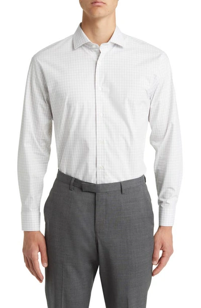 Nordstrom Bilbury Trim Fit Tech-smart Coolmax® Non-iron Dress Shirt In Grey Silk - White Surrey Grid