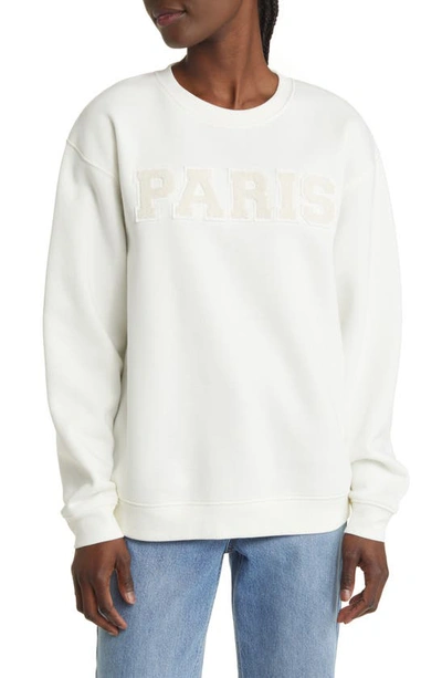 Vinyl Icons Paris Bouclé Patch Cotton Blend Sweatshirt In Natural