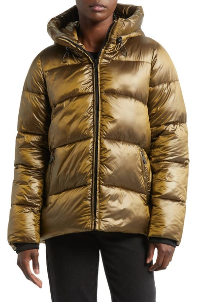 Shop Sam Edelman Hooded Puffer Jacket In Copper