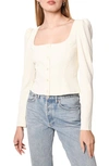 Wayf Unforgettable Long Sleeve Puff Shoulder Top In Ivory