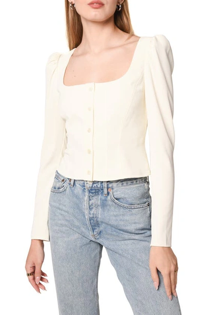 Wayf Unforgettable Long Sleeve Puff Shoulder Top In Ivory