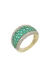 Bony Levy El Mar Wide Ring In 18k Y Gold - Diamond Emerald