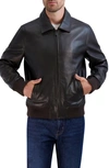Cole Haan Leather Bomber Jacket In Brown