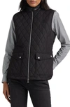 Lauren Ralph Lauren Tonal Monogram Recycled Shell Diamond Quilted Vest In Black