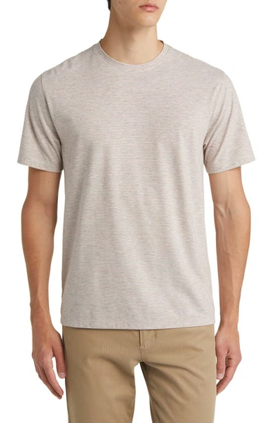 Vince Pinstripe Crewneck T-shirt In Lt H Grey/ Campfire