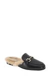 Bcbgeneration Zorie Womens Faux Leather Loafer Slide Slippers In Black