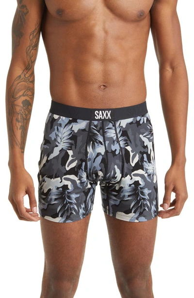 Saxx Ultra Super Soft Relaxed Fit Boxer Briefs In Jungle Canopy- Black
