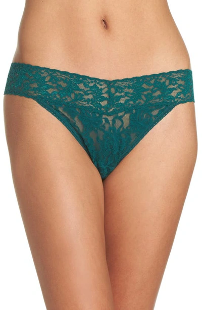 Hanky Panky Original Rise Lace Thong In Ivy