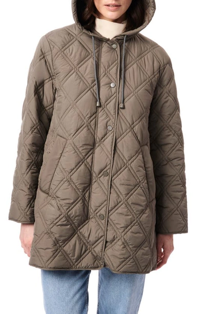 Bernardo Hooded Quilted Liner Jacket In Liquid Metal