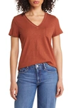 Caslon V-neck Short Sleeve T-shirt In Rust Sequoia