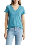 Caslon V-neck Short Sleeve T-shirt In Teal Storm