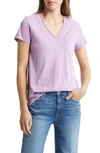 Caslon V-neck Short Sleeve T-shirt In Purple Sheer