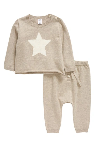 Nordstrom Babies' Star Intarsia Pullover & Pants Set In Beige Oatmeal Star