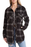 Thread & Supply Plaid Polar Fleece Shacket In Black White Double Windowpane