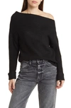 Treasure & Bond One-shoulder Rib Sweater In Black