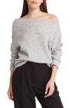 Treasure & Bond One-shoulder Rib Sweater In Grey Heather