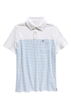 Vineyard Vines Kids' Island Stripe Pocket Polo In Jake Blue