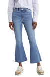 Frame Le Crop Flare Raw Hem Jeans In Morning Blue