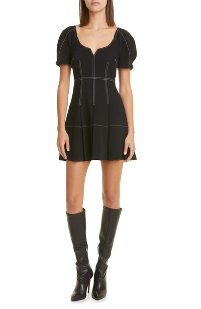 Cinq À Sept Maddie Topstitch Dress In Black/ Ivory