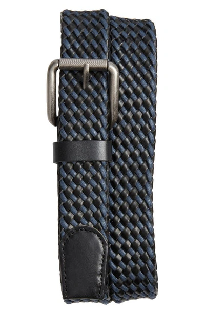 Nordstrom Jaxon Waxed Cording Belt In Black- Navy Combo