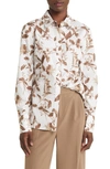 Nordstrom Signature Floral Cotton Shirt In Ivory- Tan Botanical Blossom