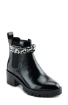Karl Lagerfeld Porshay Lug Sole Bootie In Black Silver Chain