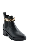 Karl Lagerfeld Porshay Lug Sole Bootie In Black Gold Chain