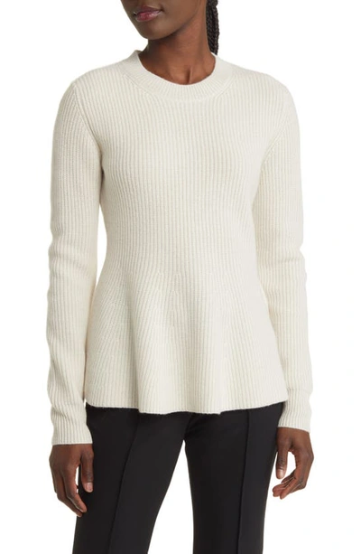 Nordstrom Signature Peplum Cashmere Sweater In Ivory Sand