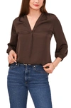Vince Camuto Rumple Fabric Blouse In Rich Chocolate