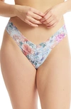 Hanky Panky Print Lace Low Rise Thong In Tea For Two