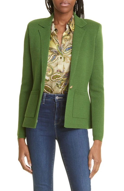 L Agence Lacey Knit Blazer In Pine Green