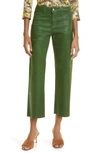 L Agence Wanda High Waist Crop Wide Leg Jeans In Pine Green Coated
