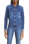 L'agence Janelle Slim-fit Distressed Denim Jacket In Alta