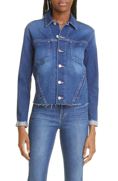 L'agence Janelle Slim-fit Distressed Denim Jacket In Hawthorne