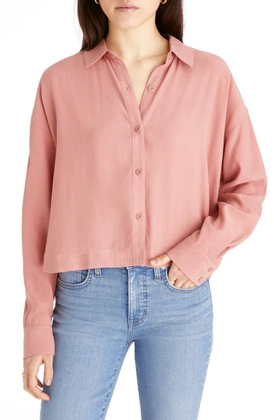 Madewell Lusterweave Hartfield Crop Shirt In Misty Rose