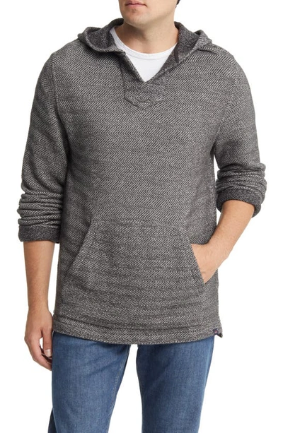 Faherty Herringbone French Terry Beach Hoodie In Washed Black