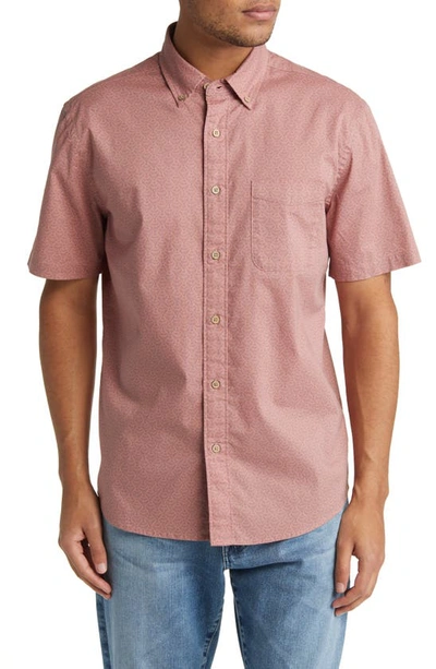 Faherty Playa Diamond Print Stretch Short Sleeve Organic Cotton Button-down Shirt In Pacific Sunrose Print