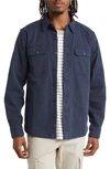 Faherty Inlet Chest-pocket Button Overshirt In Navy