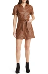 Paige Janette Faux Leather Shirtdress In Mocha