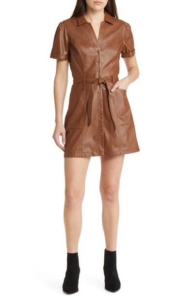 Paige Janette Faux Leather Shirtdress In Mocha