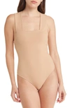 Free People Intimately Fp She's So Sleek Thong Bodysuit In Tan