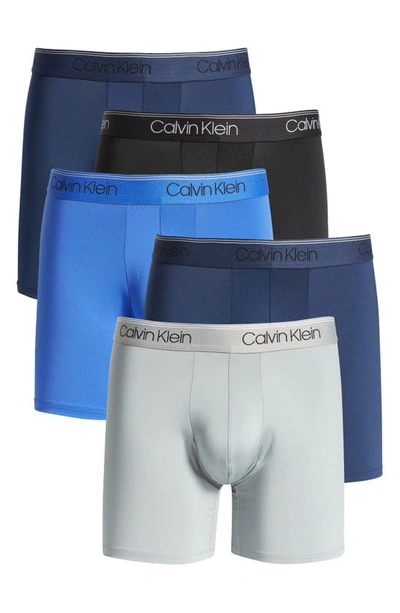 Calvin Klein 5-pack Performance Boxer Briefs In Black/ Blue Multi