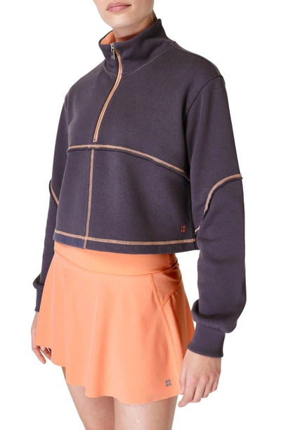 Sweaty Betty Revive Half Zip Crop Sweatshirt In Urban Grey