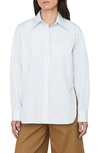 Vince Woven Cotton Shirt In Powder Blue