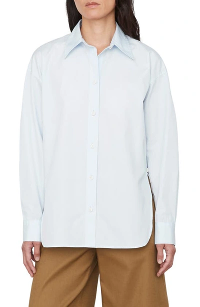 Vince Woven Cotton Shirt In Powder Blue