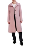 Cole Haan Longline Wool Blend Coat In Dusty Rose