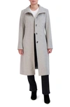Cole Haan Longline Wool Blend Coat In Light Grey