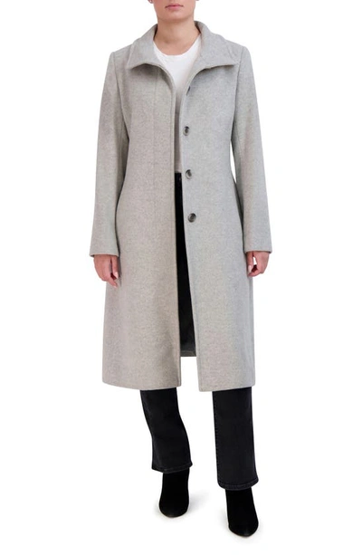 Cole Haan Longline Wool Blend Coat In Light Grey